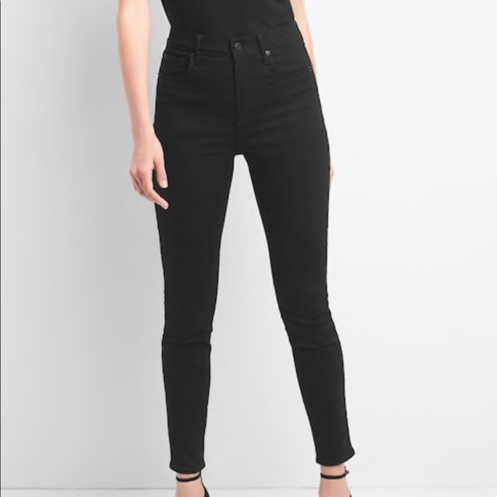 True Skinny Black Stretch super high rise gap jean